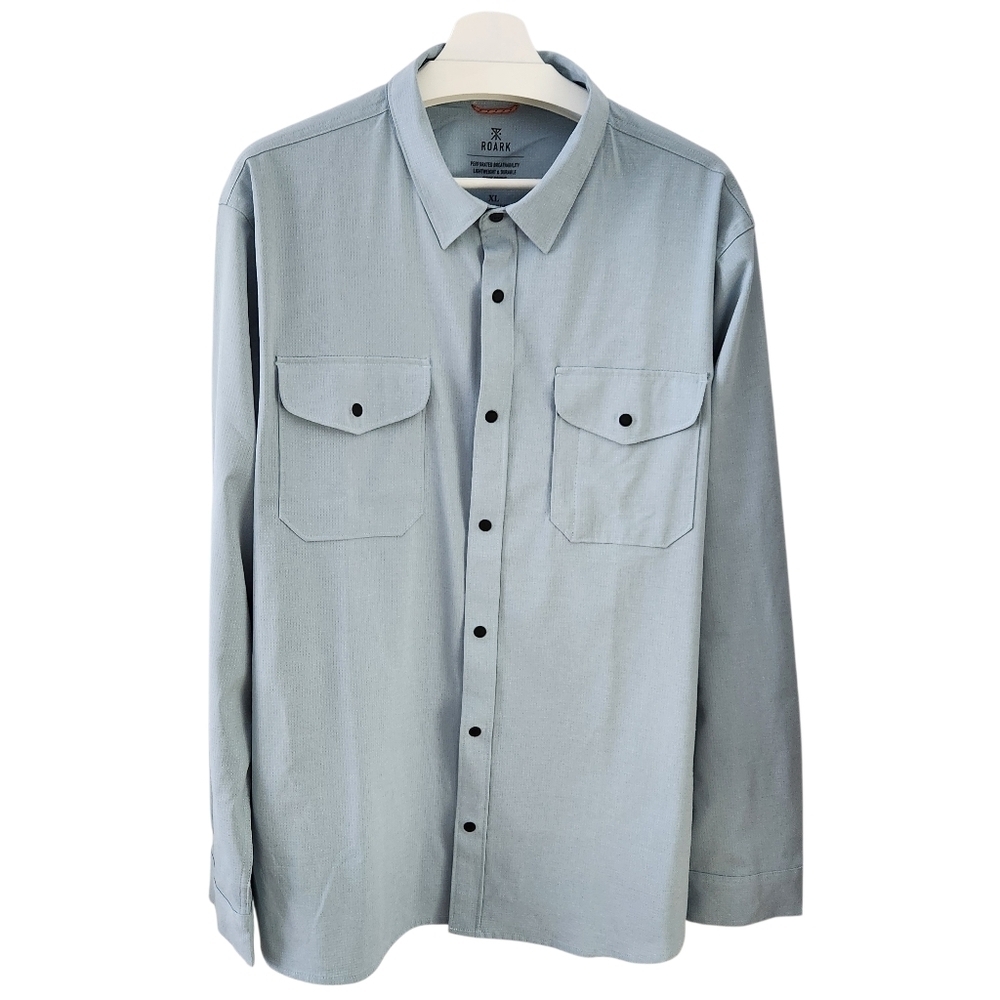 ROARK slate blue Campover Shirt XL — rugged, utility-style long-sleeve shirt